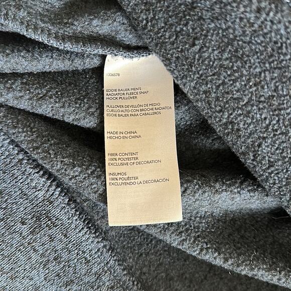 Eddie Bauer Radiator Fleece Pullover Sweater 1/4 Snap Navy Heather Size L Casual - Picture 9 of 9